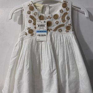 First Impressions infant girl white and gold dress